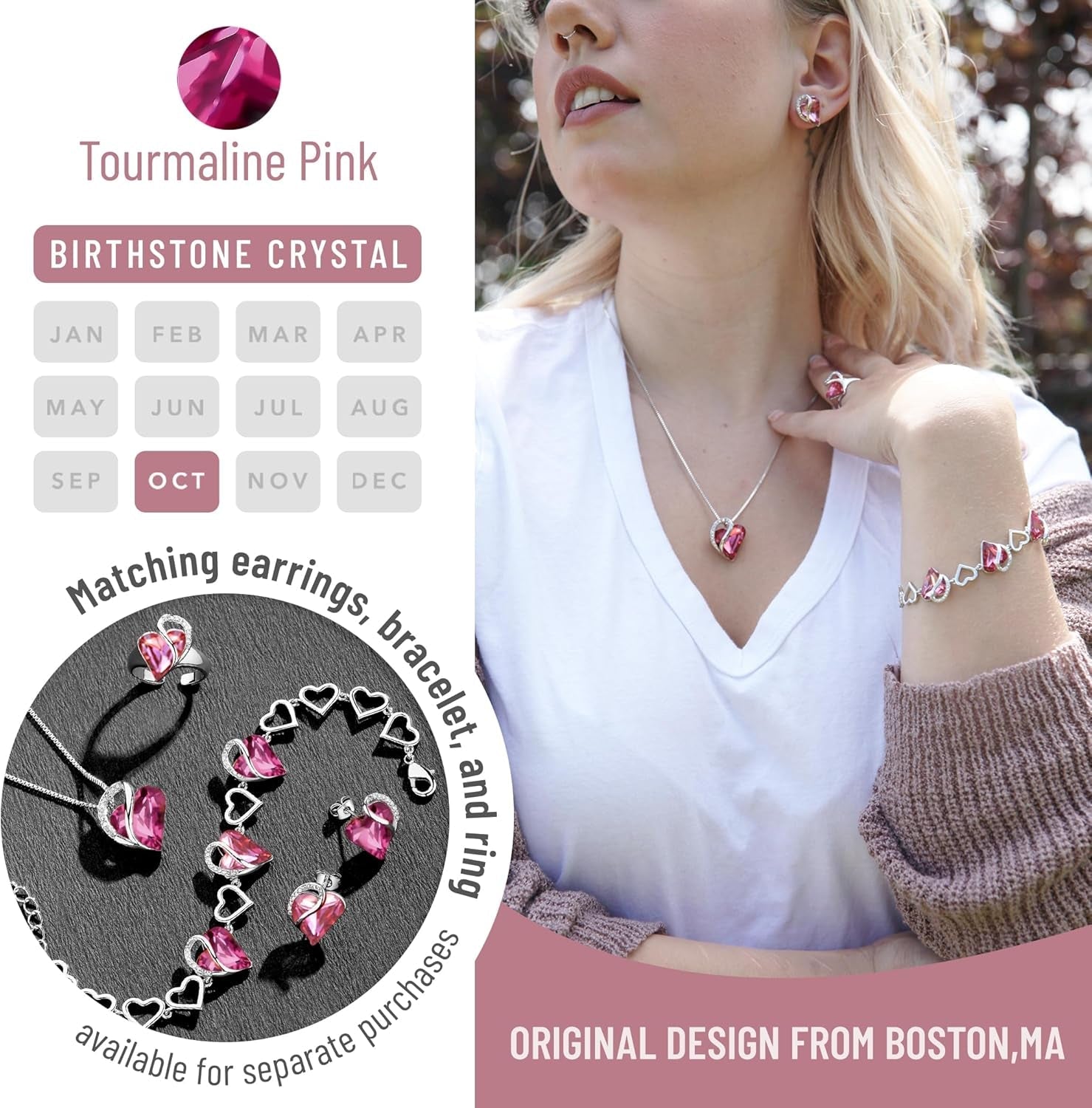 Infinity Love Birthstone Heart Necklace for Women - Bella Fils jewelry