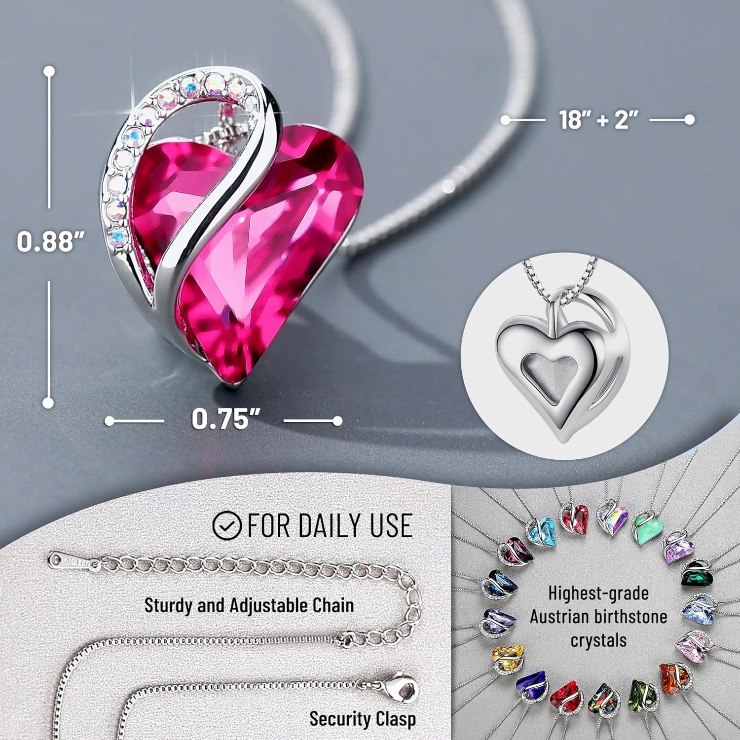 Infinity Love Birthstone Heart Necklace for Women - Bella Fils jewelry