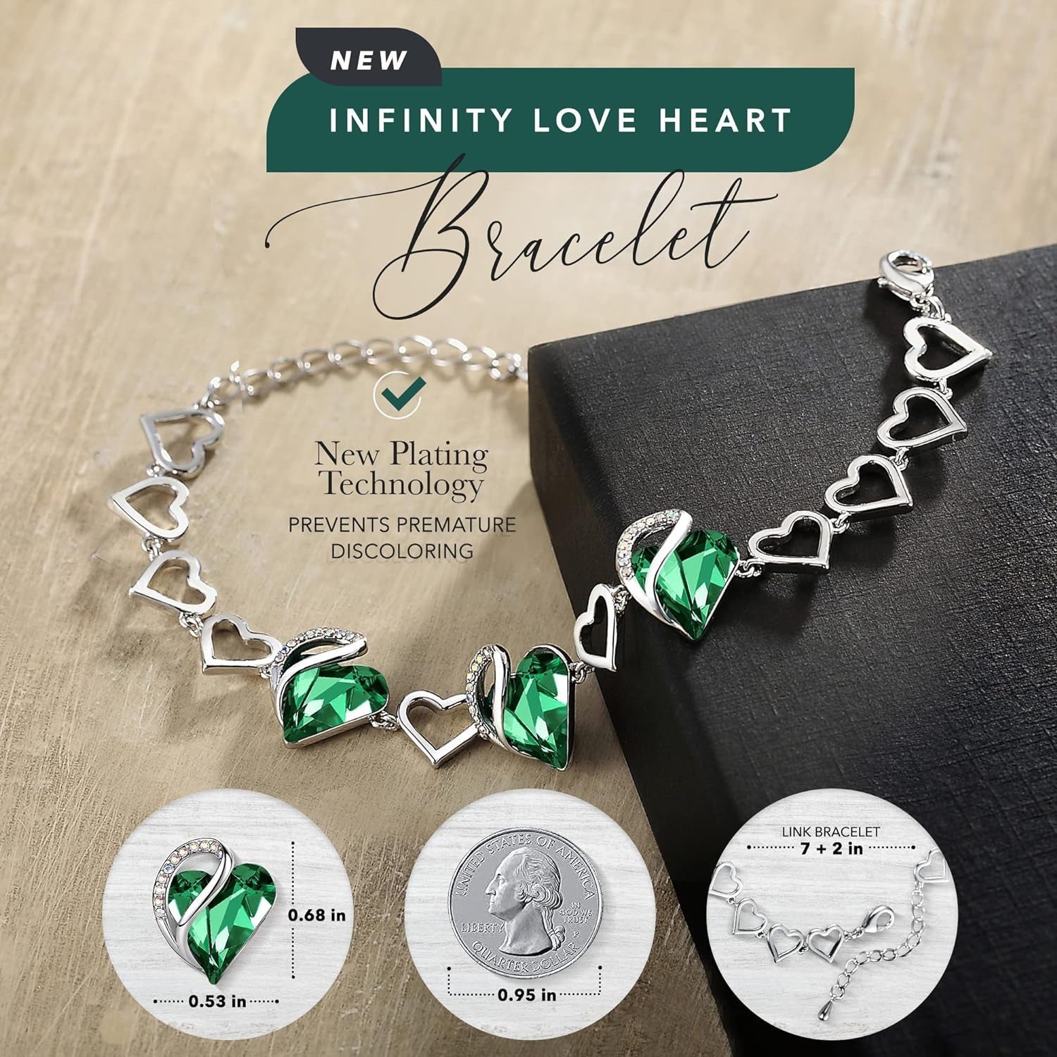 Infinity Love Heart Birthstone Bracelet for Women - Bella Fils jewelry
