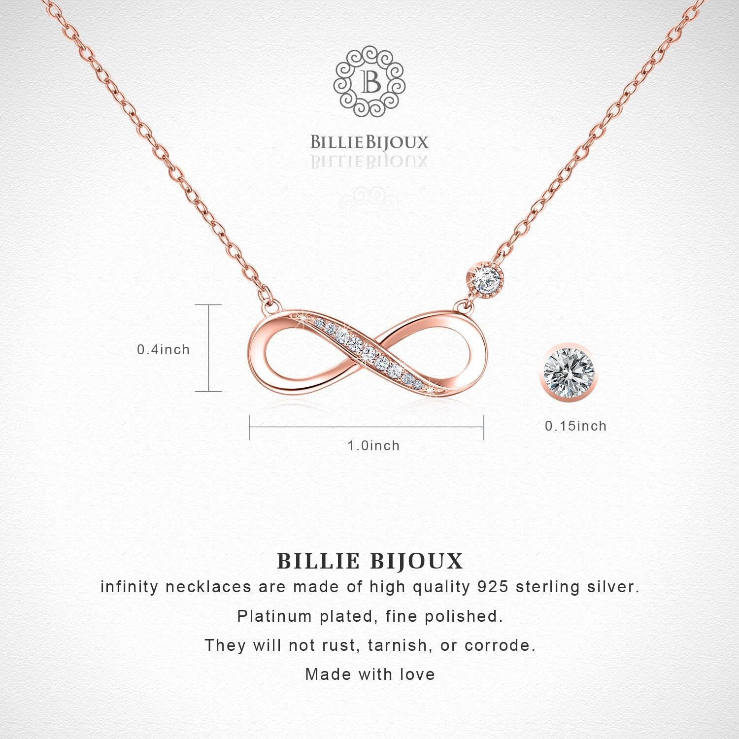 Infinity Love Pendant Necklace – White Gold Plated - Bella Fils jewelry
