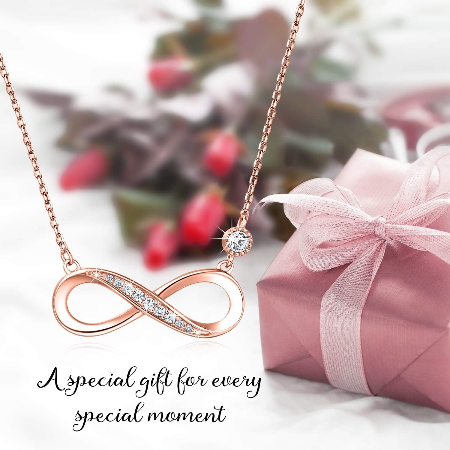 Infinity Love Pendant Necklace – White Gold Plated - Bella Fils jewelry