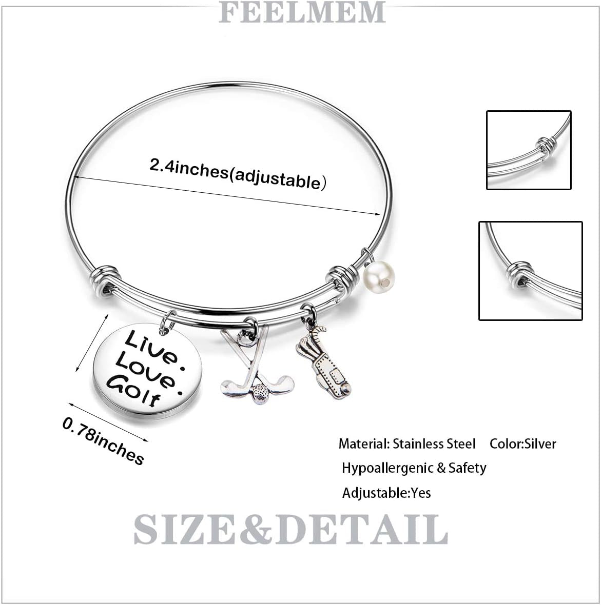 Live Love Golf Bracelet – Expandable Charm Golf Jewelry for Women - Bella Fils jewelry