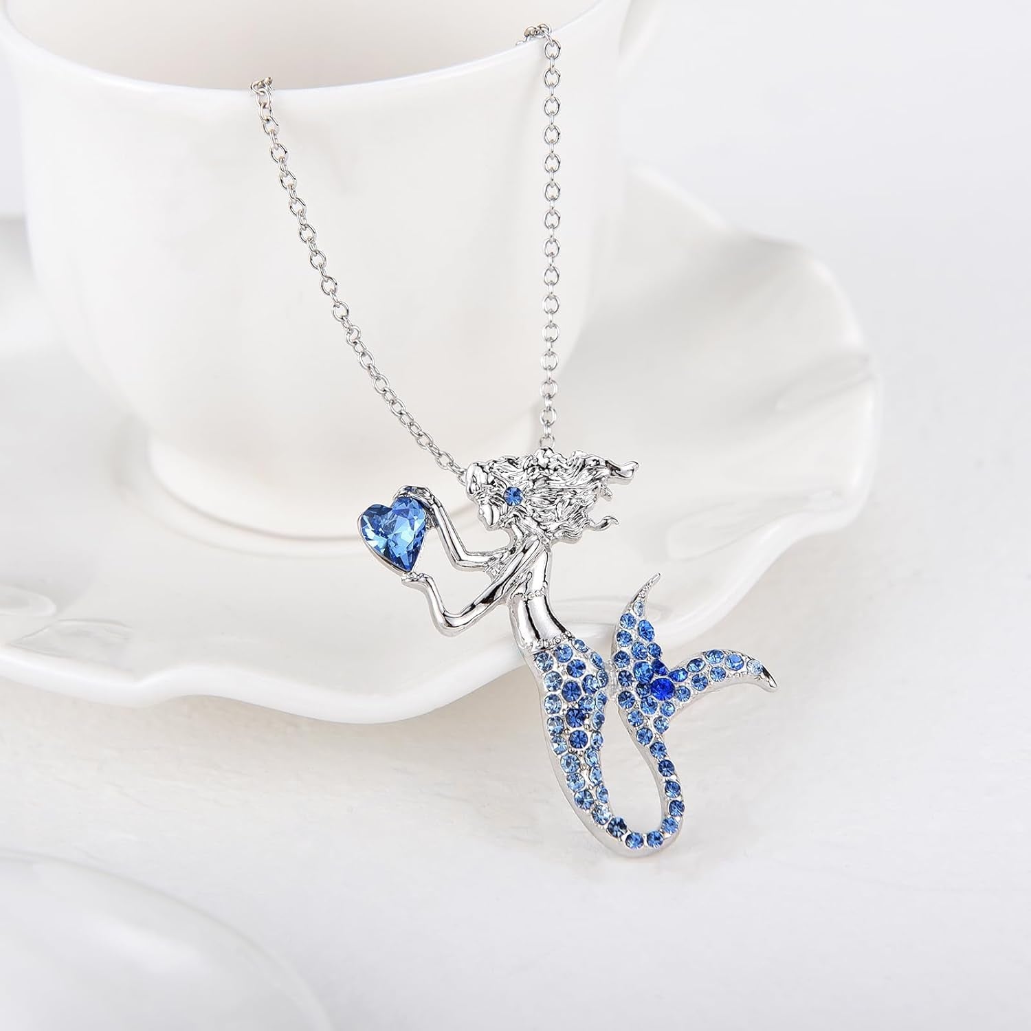 Mermaid Birthstone Necklace for Women – Crystal Pendant Jewelry - Bella Fils jewelry