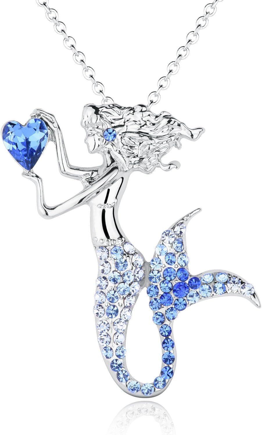 Mermaid Birthstone Necklace for Women – Crystal Pendant Jewelry - Bella Fils jewelry
