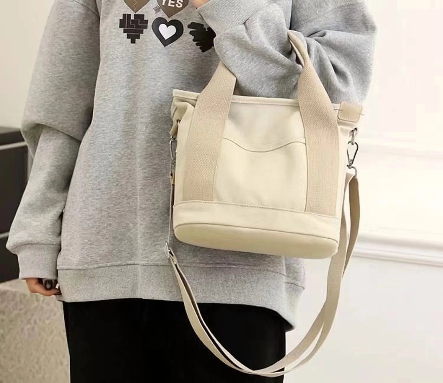 New Large Capacity Multi-Pocket Handbag Women'S Canvas Tote Purses Crossbody Bag Vintage Tote Bags for School - Bella Fils jewelry