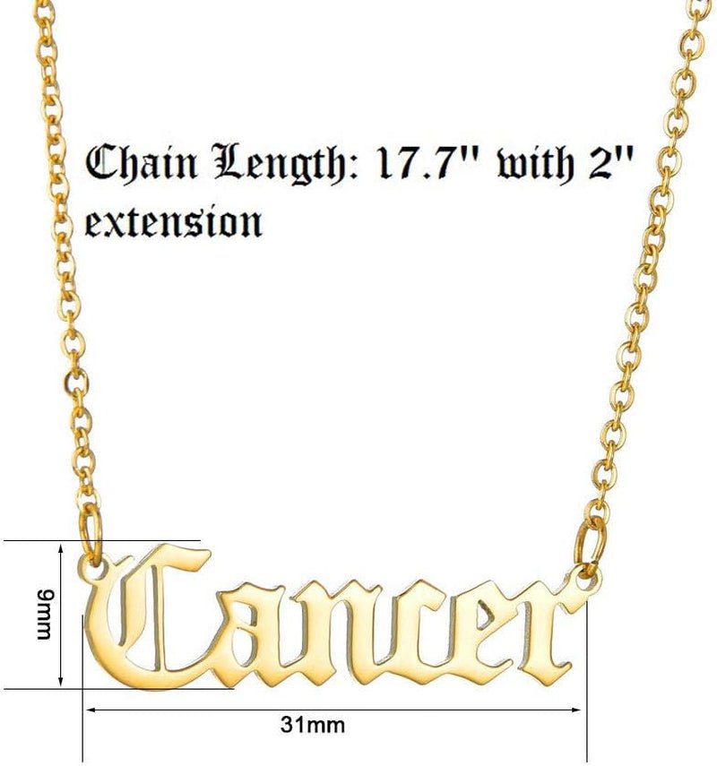 Old English Letter Cancer Necklace for Women Golden - Bella Fils jewelry