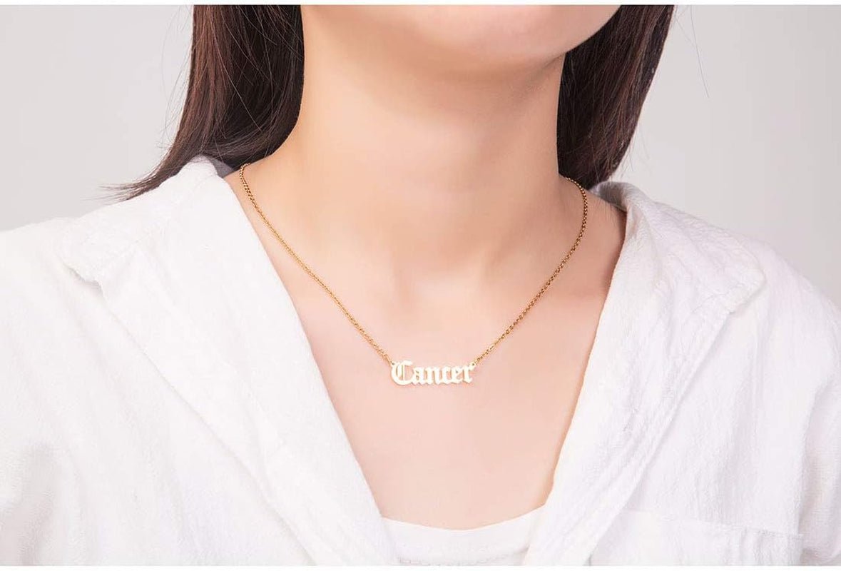 Old English Letter Cancer Necklace for Women Golden - Bella Fils jewelry