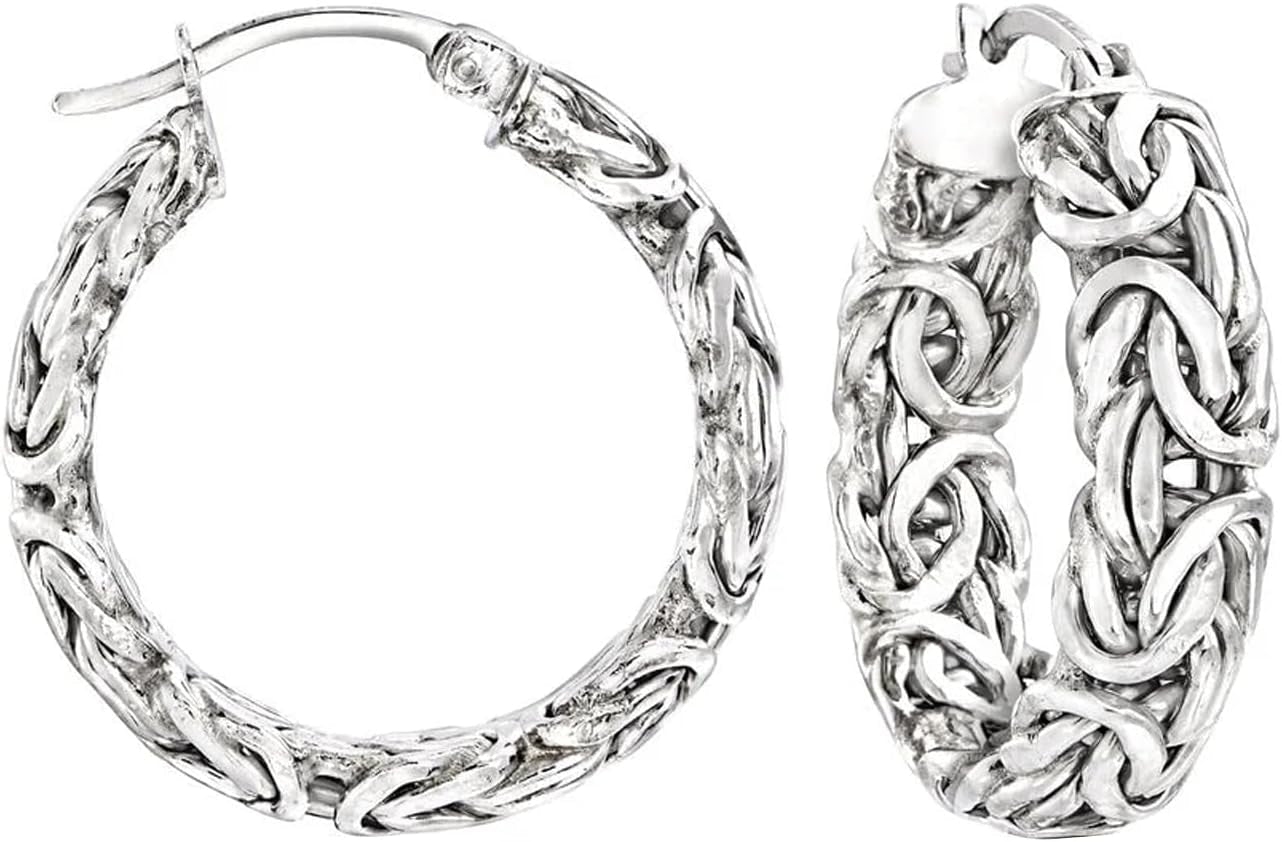 Sterling Silver Byzantine Hoop Earrings - Bella Fils jewelry