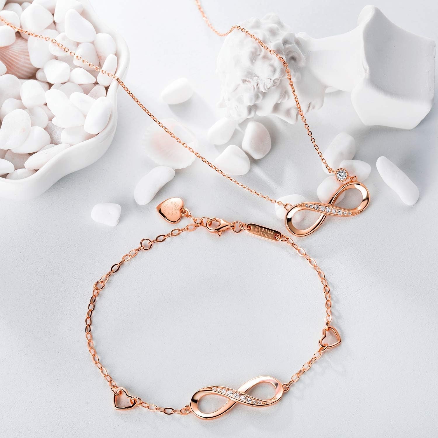 Sterling Silver Love Jewelry Set – Infinity Pendant & Necklace - Bella Fils jewelry