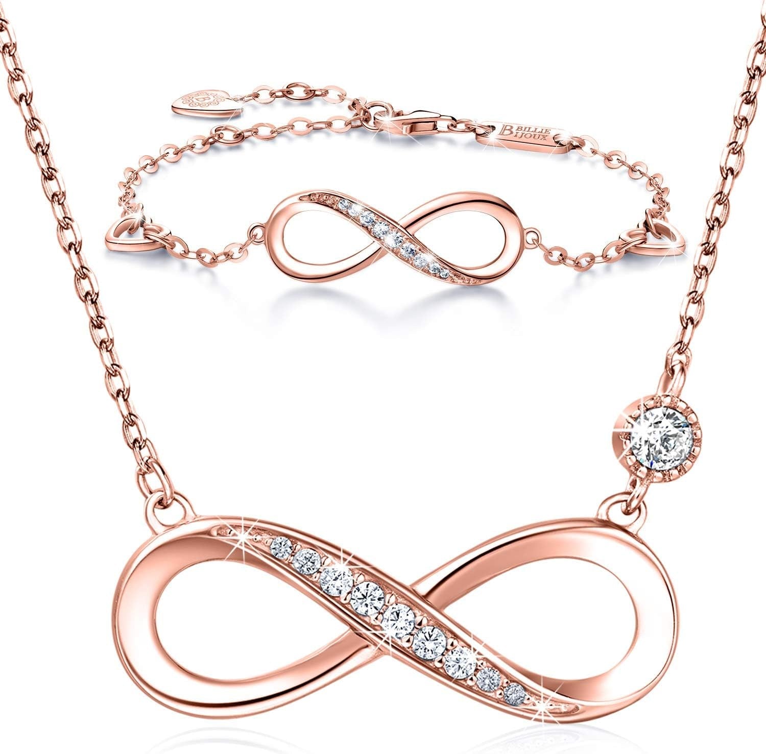 Sterling Silver Love Jewelry Set – Infinity Pendant & Necklace - Bella Fils jewelry