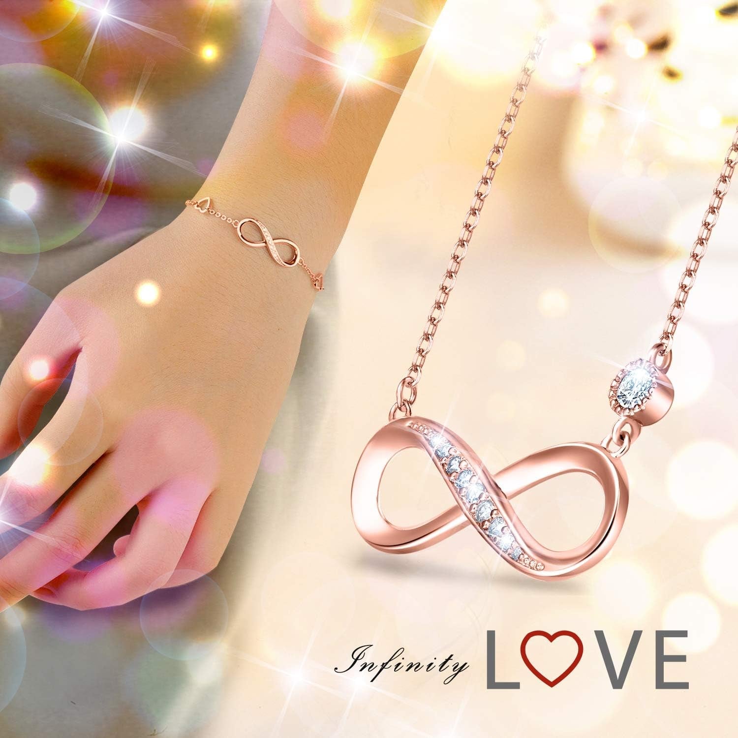 Sterling Silver Love Jewelry Set – Infinity Pendant & Necklace - Bella Fils jewelry