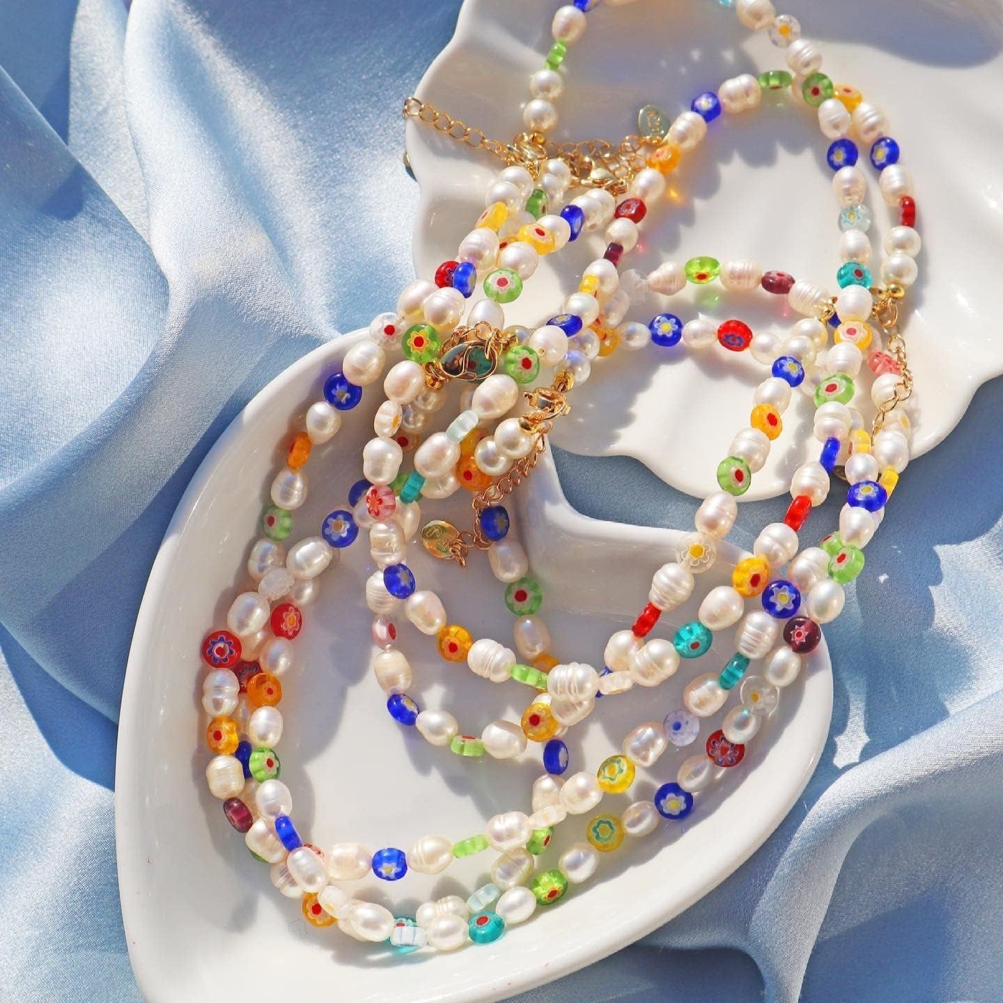 Summer Pearl Beaded Necklace – Freshwater Boho Choker Jewelry - Bella Fils jewelry