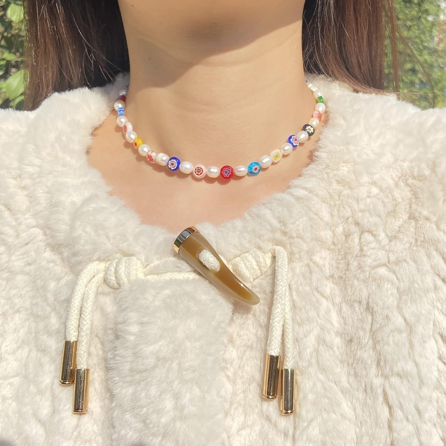 Summer Pearl Beaded Necklace – Freshwater Boho Choker Jewelry - Bella Fils jewelry