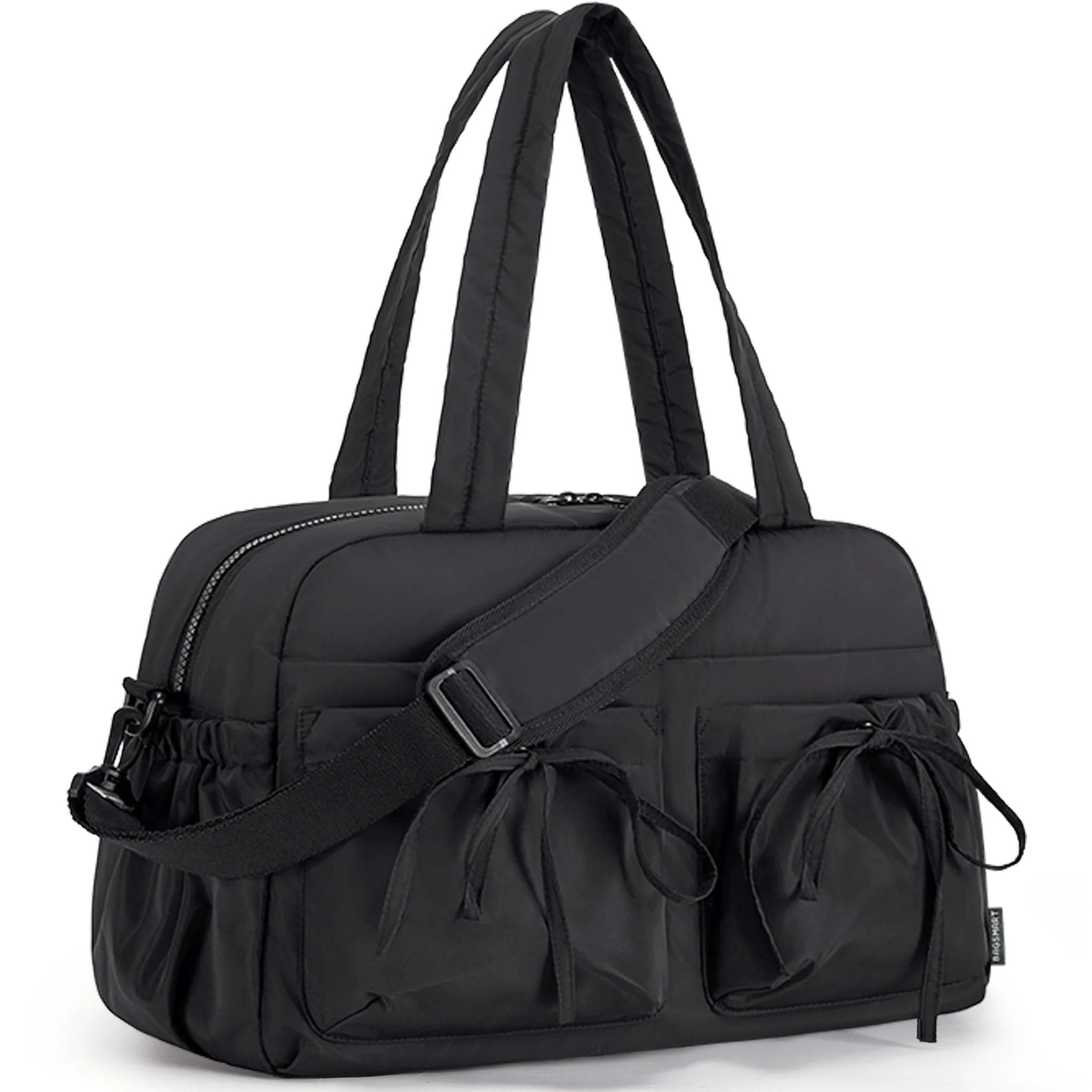 Travel Duffel Bag for Women, Lightweight Fashion Tote Handbag with Bowtie, Water-Resistant Weekender Overnight Sport Gym Bag, Black - Bella Fils jewelry