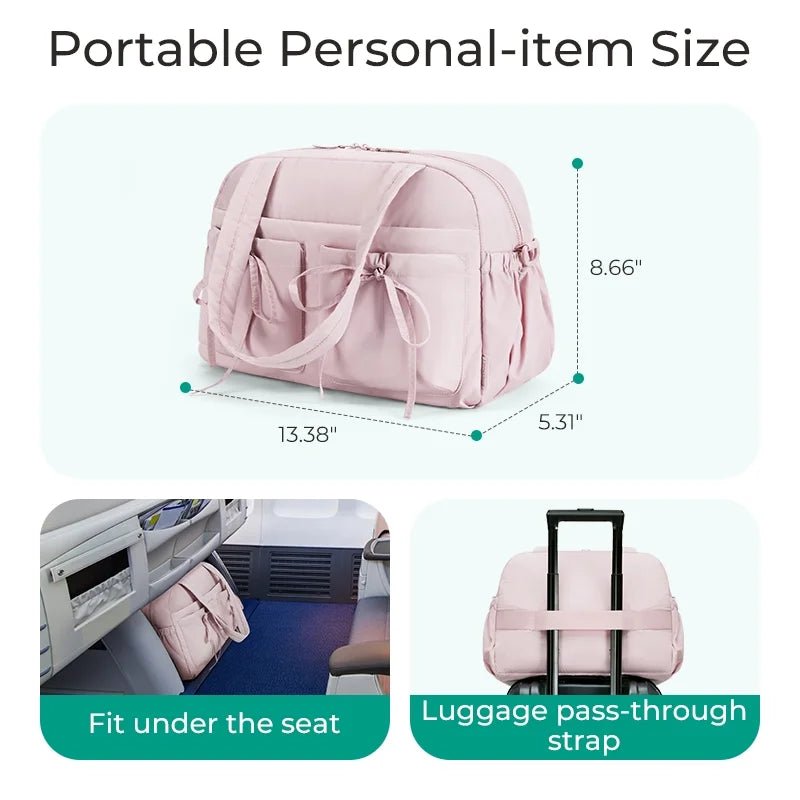 Travel Duffel Bag for Women, Lightweight Fashion Tote Handbag with Bowtie, Water-Resistant Weekender Overnight Sport Gym Bag, Cream - Bella Fils jewelry