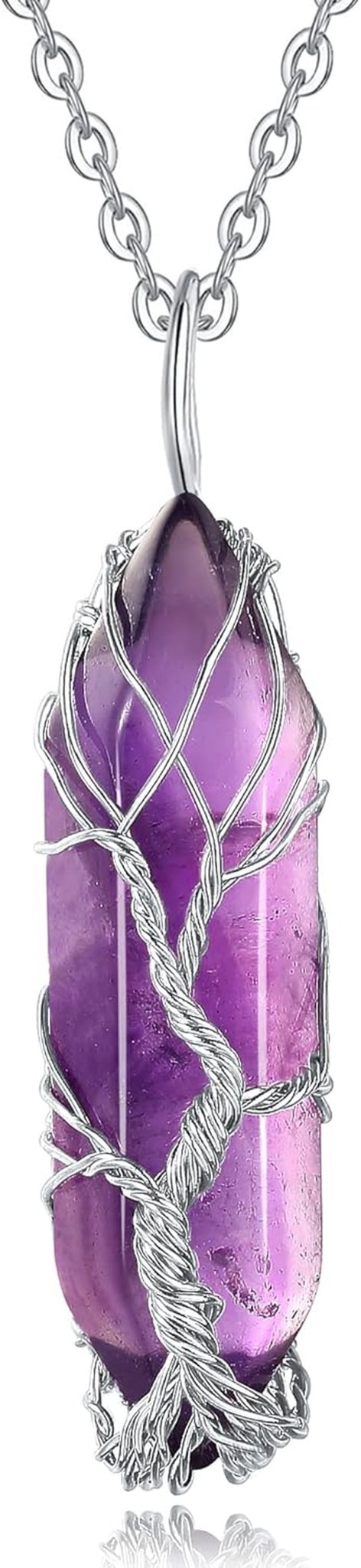 Tree of Life Amethyst Quartz Necklace – Wire Wrapped Crystal Pendant - Bella Fils jewelry