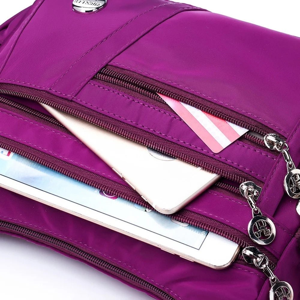 Women Multi Pockets Crossbody Bag Waterproof Nylon Single Shoulder Bag Travel Purses Handbags, Black - Bella Fils jewelry