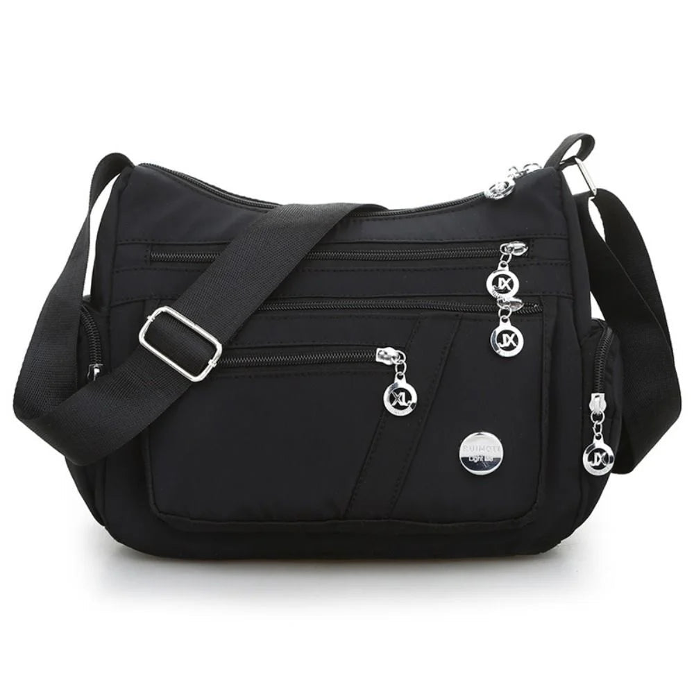 Women Multi Pockets Crossbody Bag Waterproof Nylon Single Shoulder Bag Travel Purses Handbags, Black - Bella Fils jewelry