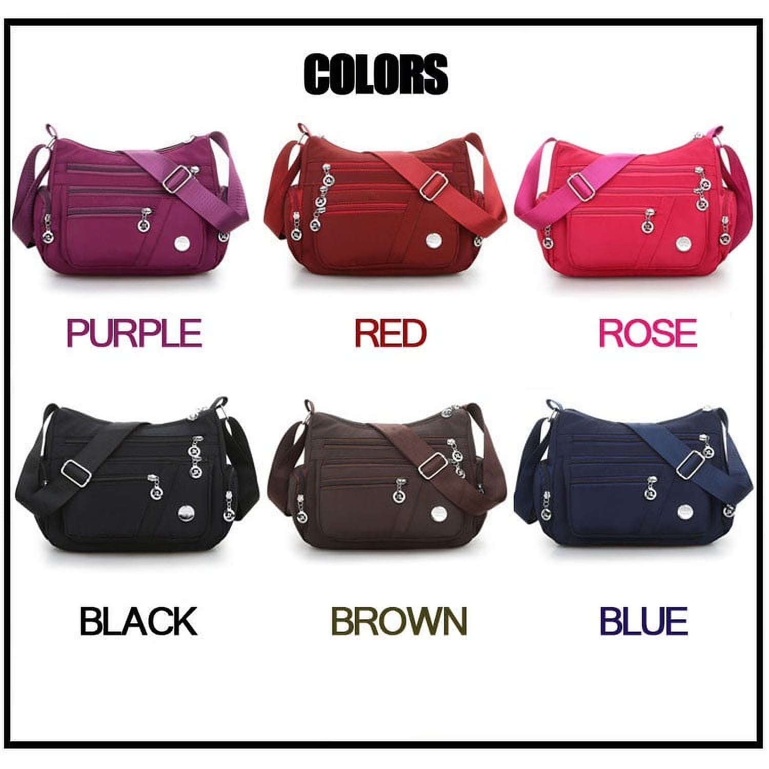 Women Multi Pockets Crossbody Bag Waterproof Nylon Single Shoulder Bag Travel Purses Handbags, Black - Bella Fils jewelry