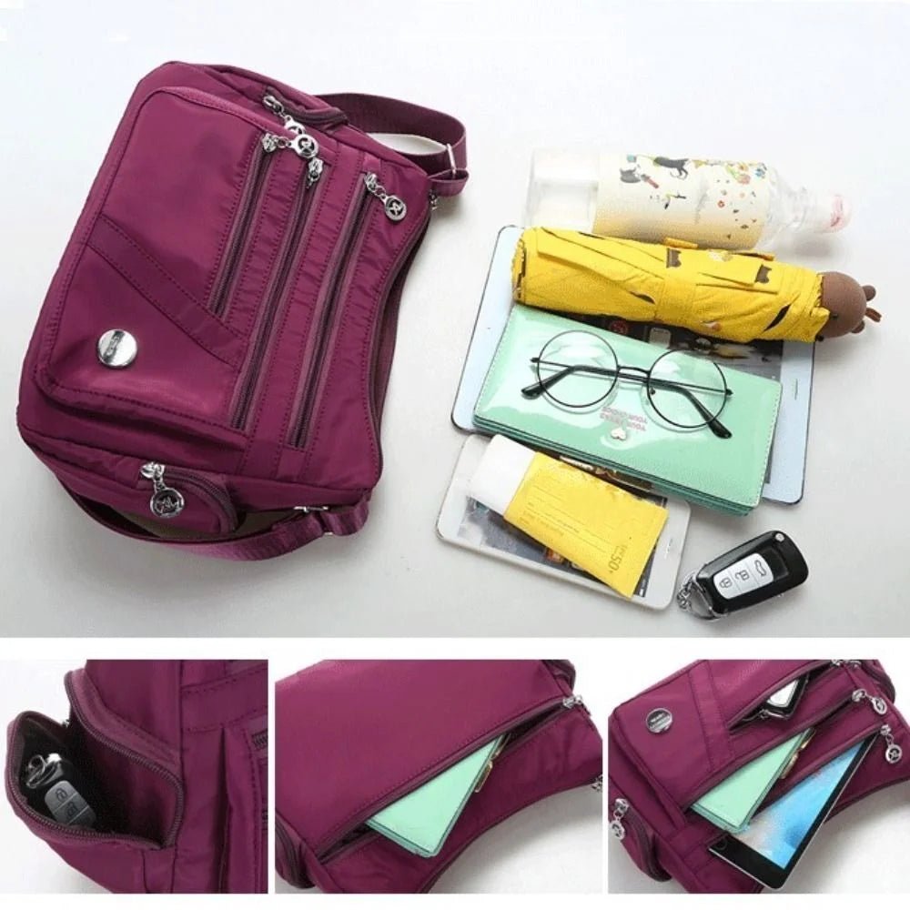 Women Multi Pockets Crossbody Bag Waterproof Nylon Single Shoulder Bag Travel Purses Handbags, Black - Bella Fils jewelry