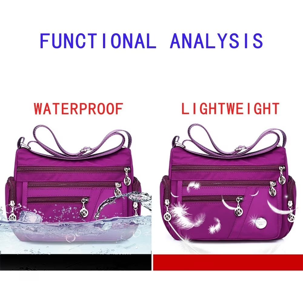 Women Multi Pockets Crossbody Bag Waterproof Nylon Single Shoulder Bag Travel Purses Handbags, Black - Bella Fils jewelry