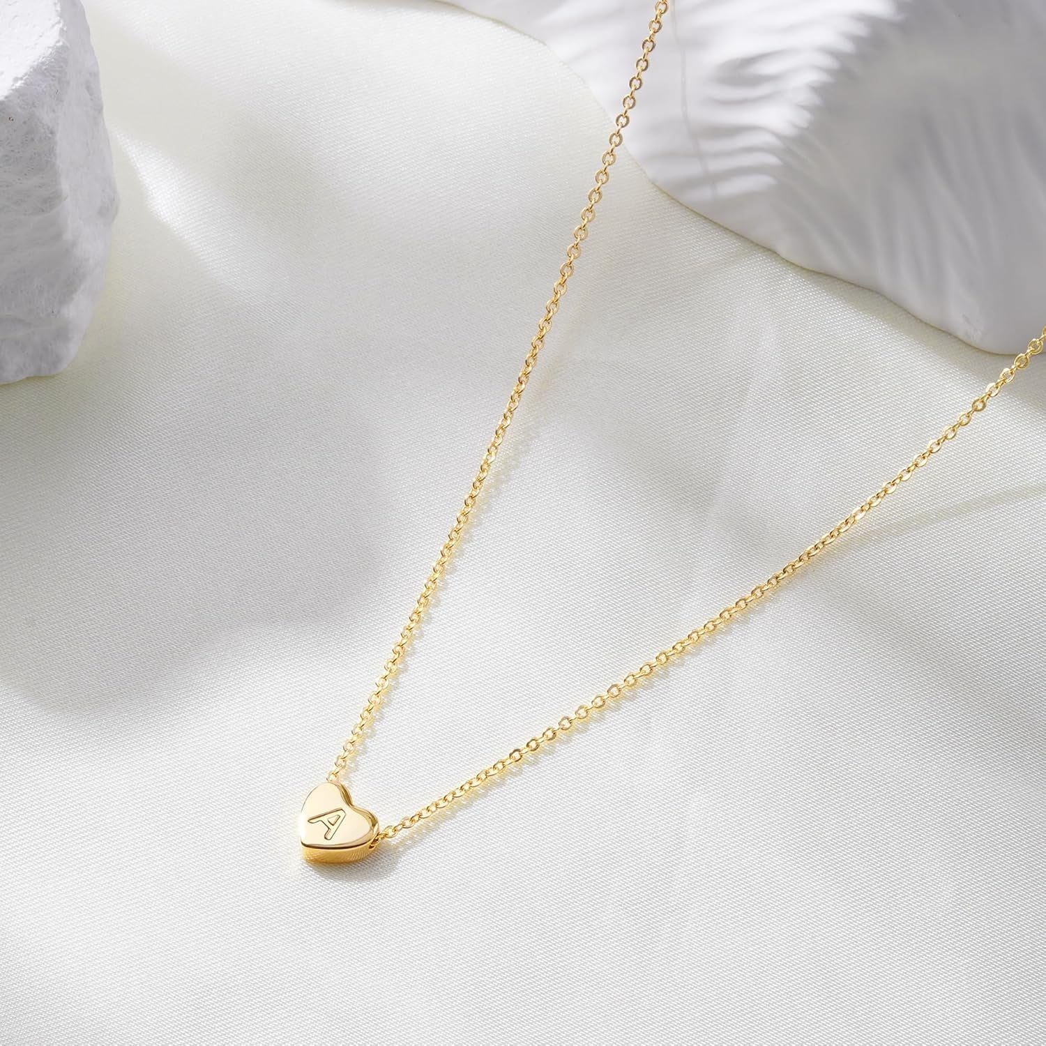 Women’s Heart Initial Necklace – Elegant Gold Alphabet Design - Bella Fils jewelry