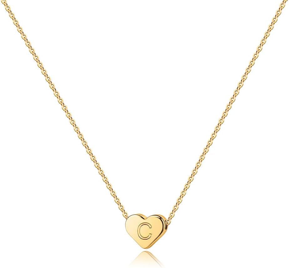 Women’s Heart Initial Necklace – Elegant Gold Alphabet Design - Bella Fils jewelry
