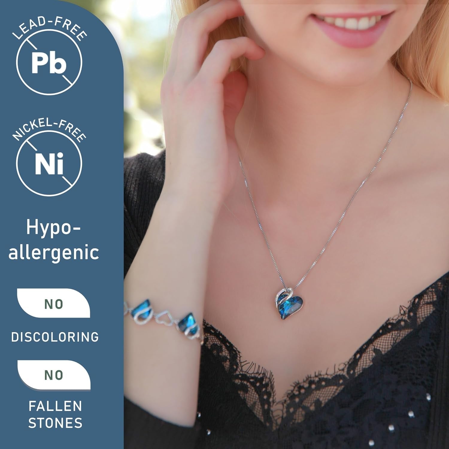 Women’s Infinity Crystal Heart Necklace – Gift Jewelry - Bella Fils jewelry