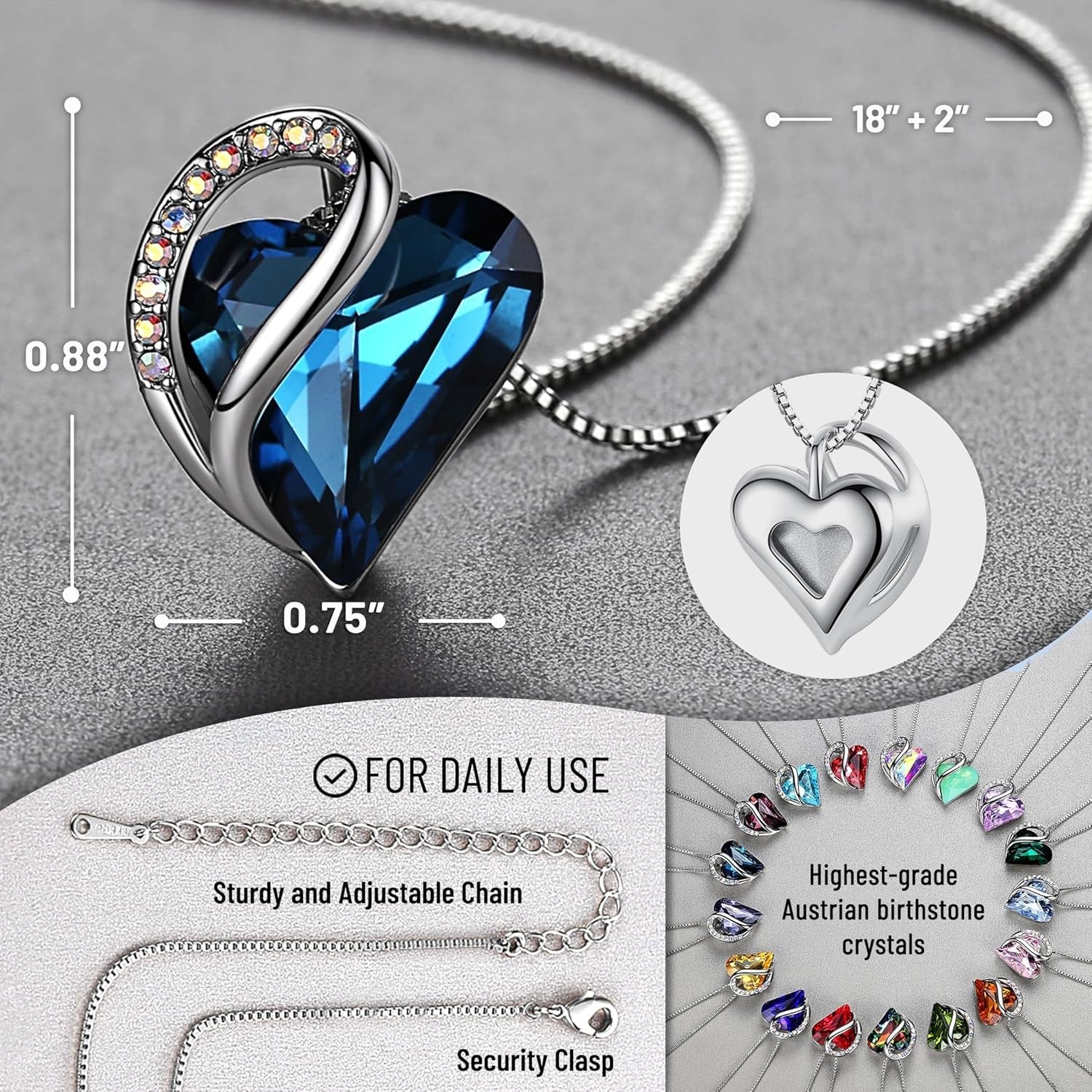 Women’s Infinity Crystal Heart Necklace – Gift Jewelry - Bella Fils jewelry