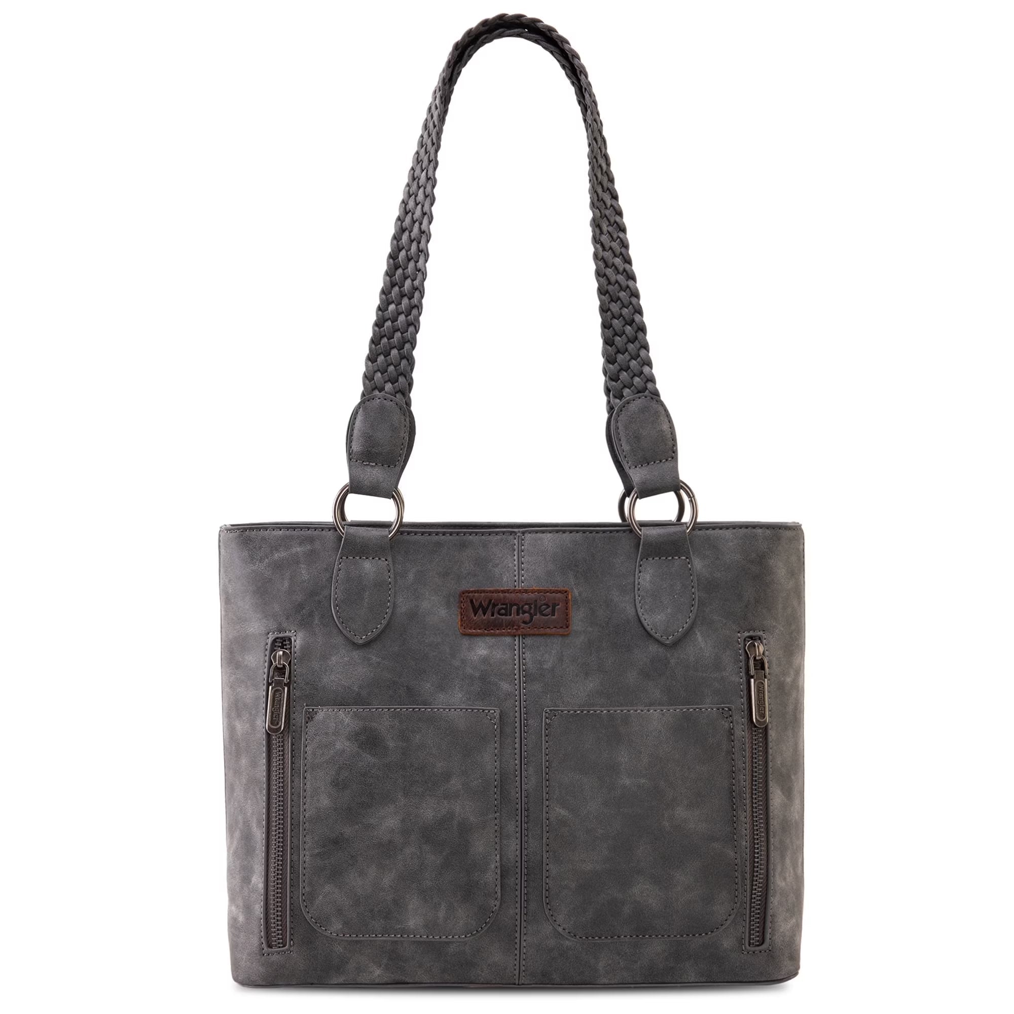 Wrangler Distressed Tote Bag for Women Western Purse Multi Pockets Handbags and Shoulder Bag, Braided-Frost Grey - Bella Fils jewelry