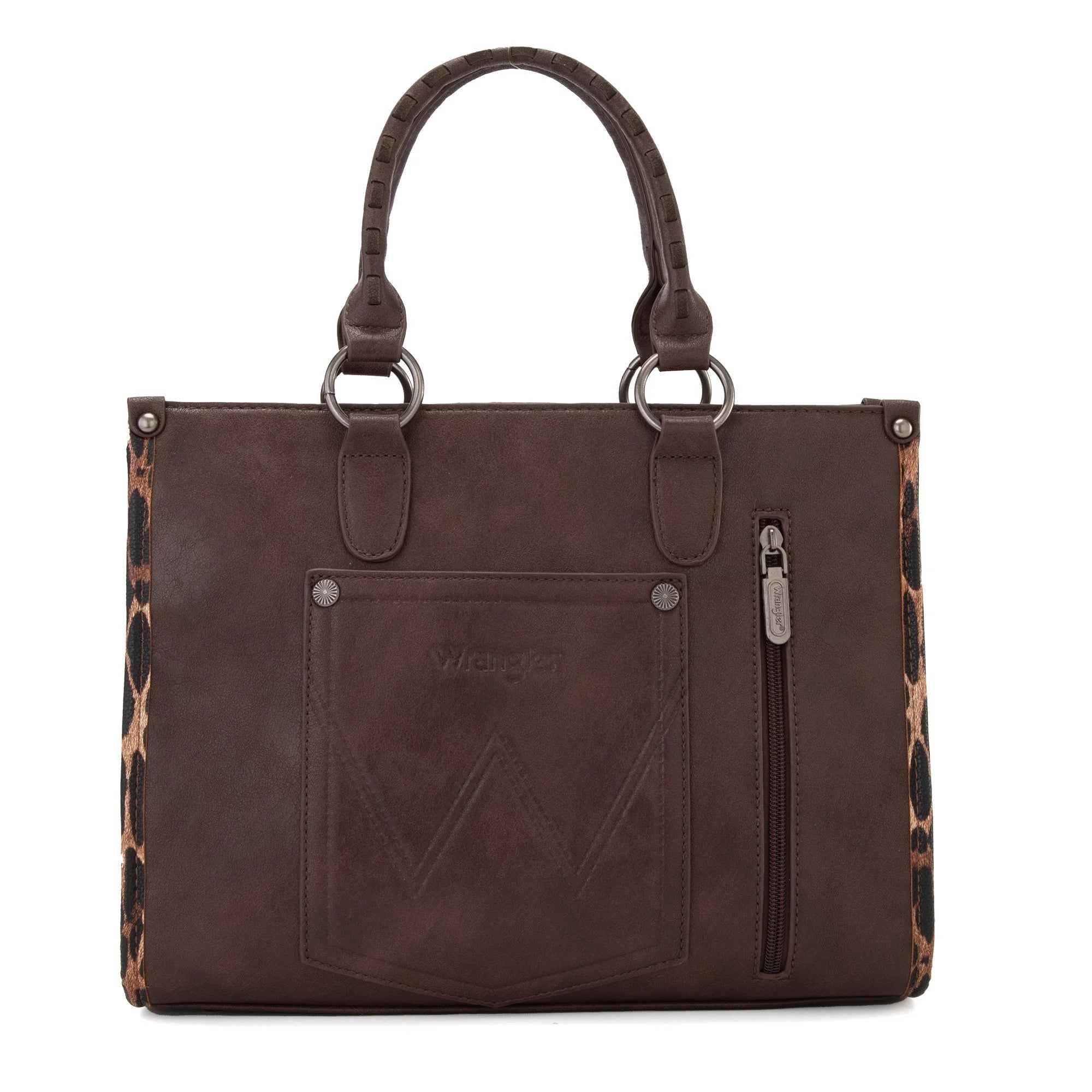 Wrangler HANDBAG Wrangler Tote Bag for Women Western Woven Shoulder Purse Leopard Print Handbags, Leopard-Coffee - Bella Fils jewelry