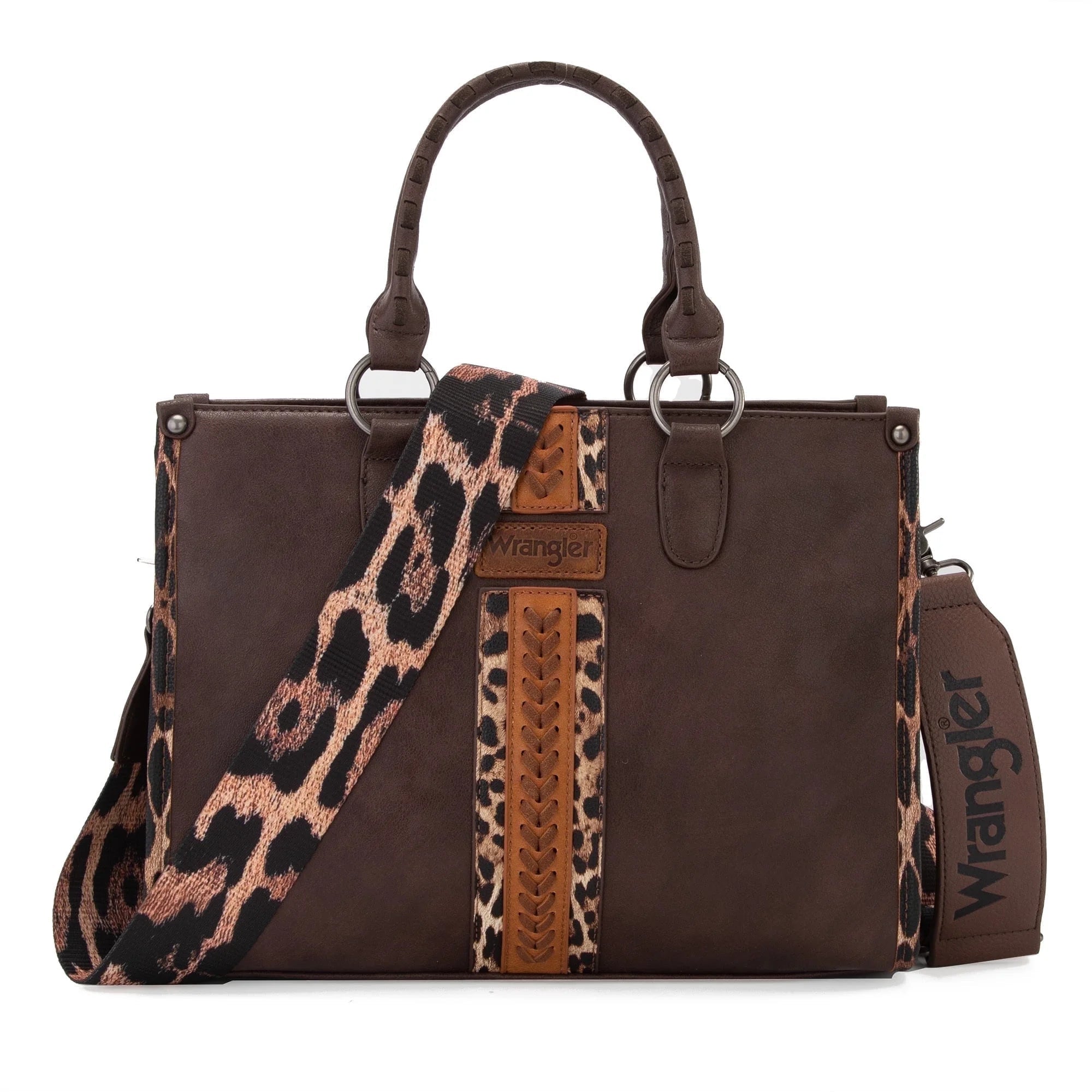 Wrangler HANDBAG Wrangler Tote Bag for Women Western Woven Shoulder Purse Leopard Print Handbags, Leopard-Coffee - Bella Fils jewelry