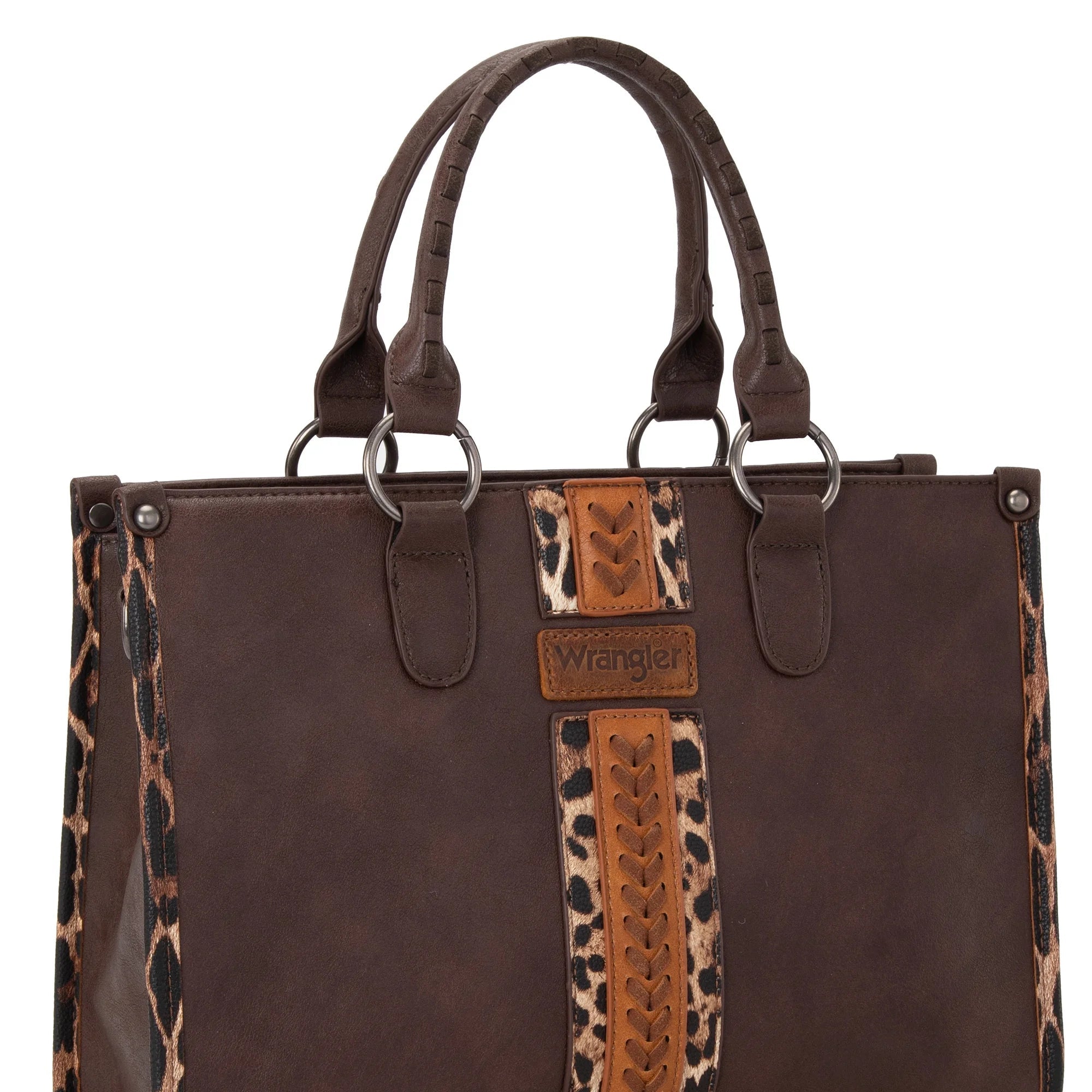 Wrangler HANDBAG Wrangler Tote Bag for Women Western Woven Shoulder Purse Leopard Print Handbags, Leopard-Coffee - Bella Fils jewelry