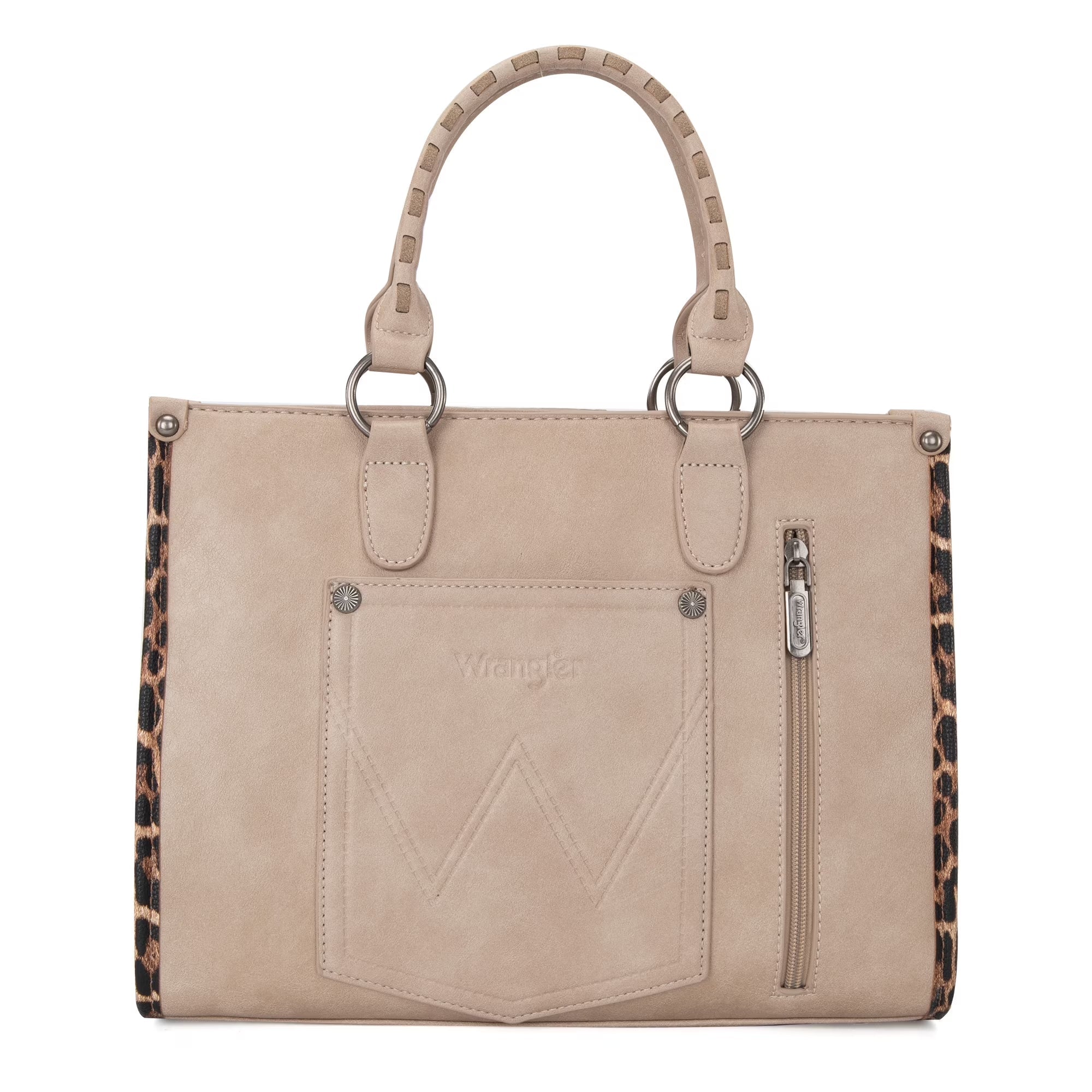 Wrangler HANDBAG Wrangler Tote Bag for Women Western Woven Shoulder Purse Leopard Print Handbags, Leopard-Khaki - Bella Fils jewelry