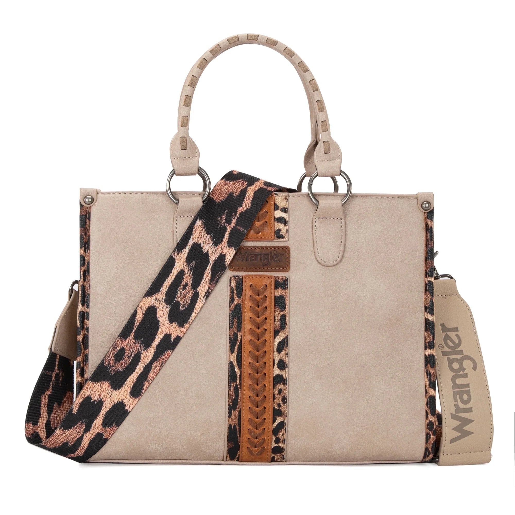 Wrangler HANDBAG Wrangler Tote Bag for Women Western Woven Shoulder Purse Leopard Print Handbags, Leopard-Khaki - Bella Fils jewelry