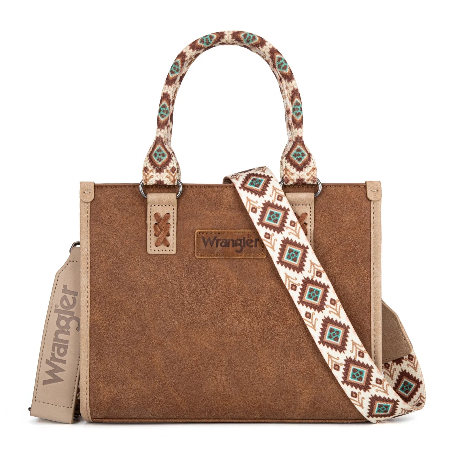 Wrangler Tote Bag for Women Western Retro Purse Top Handle Handbags with Aztec Strap, Brown - Bella Fils jewelry