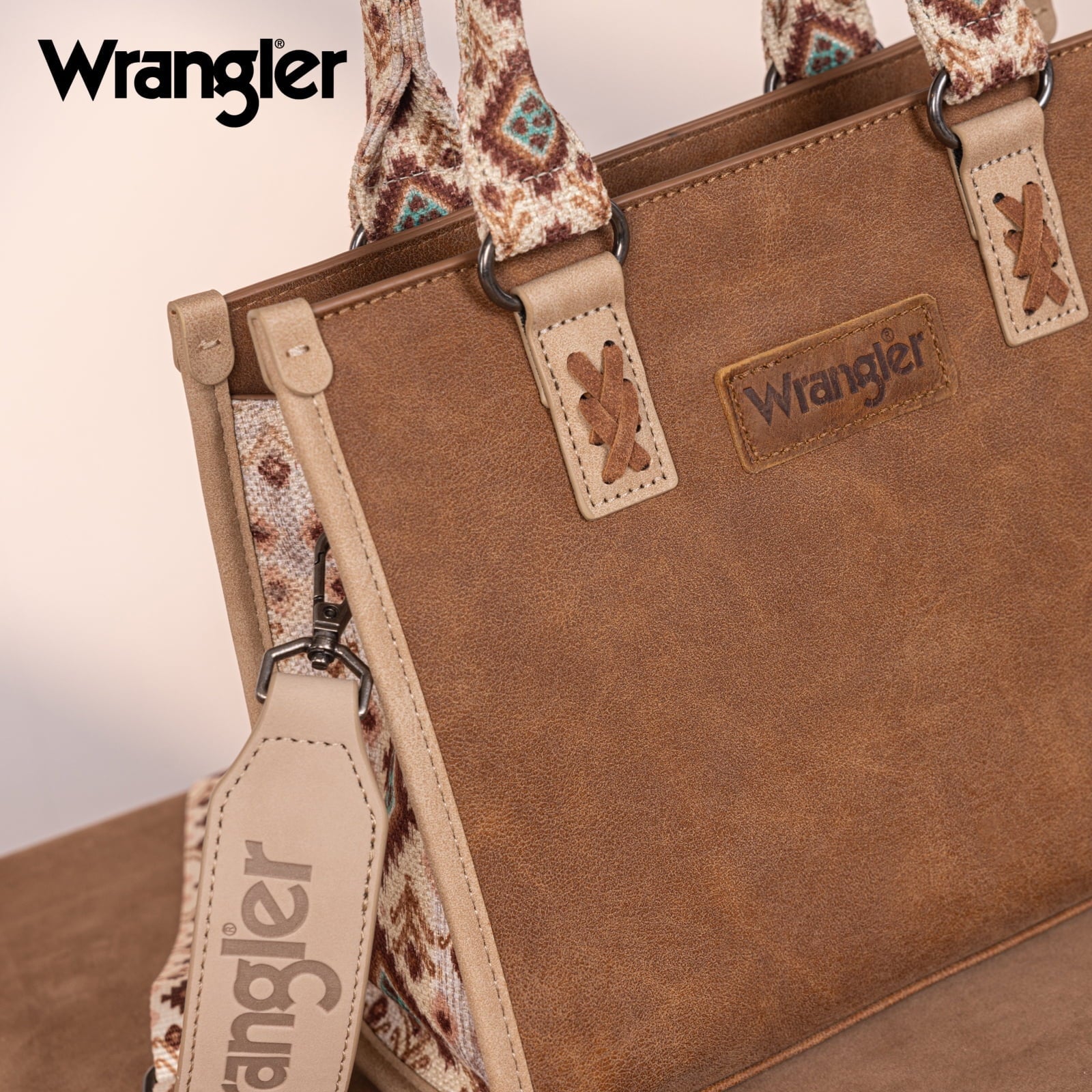 Wrangler Tote Bag for Women Western Retro Purse Top Handle Handbags with Aztec Strap, Brown - Bella Fils jewelry